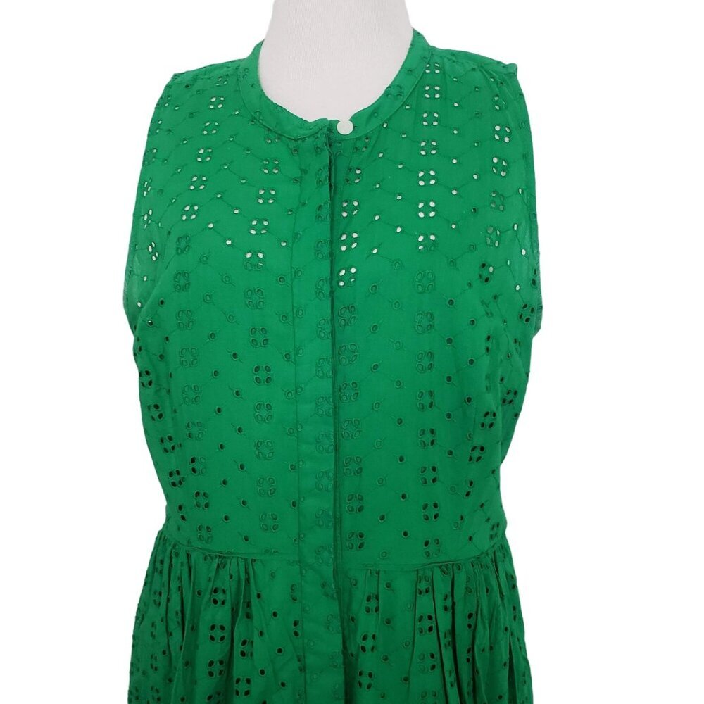 J Crew Factory Eyelet Shirtdress Cotton Sleeveless Button Front Womens Sz Medium - Picture 3 of 14